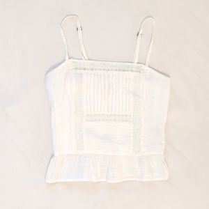Abercrombie Fitted White Lace/Ruffle Top